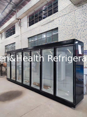 خنک کننده هوای درب شیشه ای جلو عمودی R22a با ظرفیت بالا برای نوشیدنی