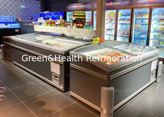 خنک کننده مستقیم شیشه ای تاپ جزیره قفسه سینه -22C با ظرفیت بزرگ 850 لیتر
