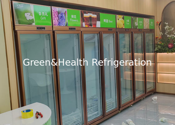 درب شیشه ای سوپرمارکت نمایشگر عمودی یخچال نوشیدنی یخچال 452 لیتری