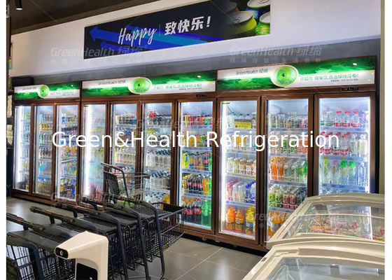1000 لیتری بار خنک کننده ایستاده نمایش یخچال قفسه تنظیم شده برای آبجو نوشیدنی سرد