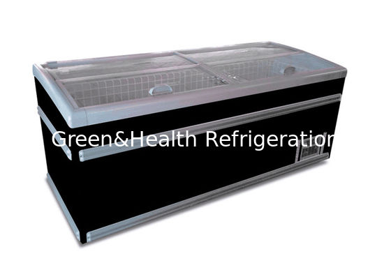 نمایشگاه سوپرمارکت های تجاری جزیره صندوق یخچال نمایشگاه یخچال با درب شیشه ای