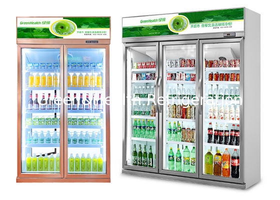 فروشی خنک کننده آبجو عمودی درب های شیشه ای دوگانه یخچال نمایش کولاک سرد