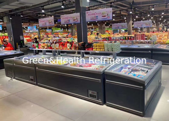 سوپرمارکت درب شیشه ای قفسه ی فریزر عمیق نمایشگاه مواد غذایی یخچال 1040L