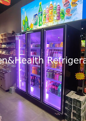 نمایشگر آبجو عمودی تجاری خنک کننده درب دوگانه نوشیدنی یخچال