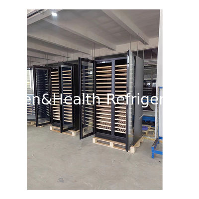 خنک کننده شراب دو منطقه ای با قفسه چوب بلوط و ظرفیت 316 بطری برای استفاده تجاری