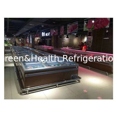 آخرین درب کشویی دمای پایین کباب های منجمد غذا ذخیره سازی نمایش جزیره کابینت یخچال