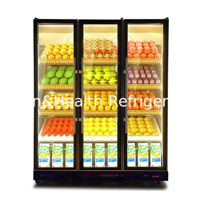 تجاری سه درب شیشه ای چند چراغ ال ای دی نوشیدنی یخچال نمایش یخچال