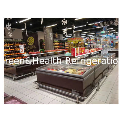 فریزر کابینت جزیره ای نمایشگر یخچال دار بزرگ تجاری/فروشگاهی افقی