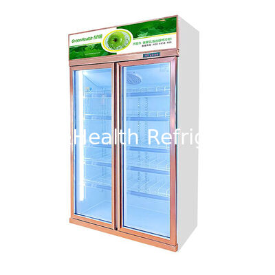 فریزر نمایش نوشیدنی تجاری با دو درب شیشه ای خنک کننده و سیستم خنک کننده نصب شده در بالا ظرفیت 1154L