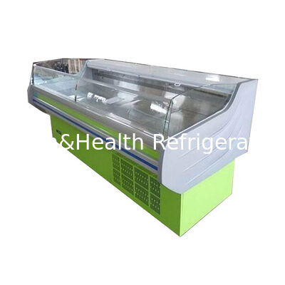 فریزر نمایشگر گوشت از جنس استنلس استیل با نور LED و یخ زدایی خودکار برای مصارف تجاری