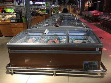 1000L شیشه منحنی تجاری شیشه ای Top Island Frost display for supermarket