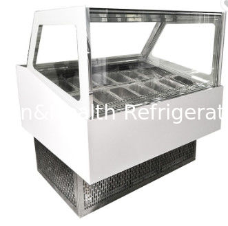 نمایشگر بستنی سخت فریزر / سطل مخزن سطل ویترین ویترین فولاد رنگی