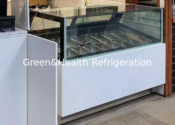 -22 درجه 16 Pan Gelato Display Scoop Ice Cream Display Freezer