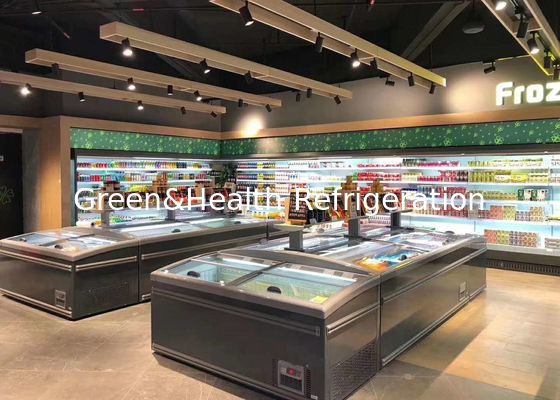 منجمد درب کشویی صفحه نمایش تجاری فریزر Combo Island Freezer