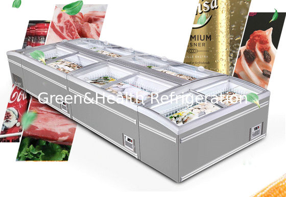 کابینت جزیره ای ترکیبی سوپرمارکت فریزر صندوقدار با درب شیشه ای